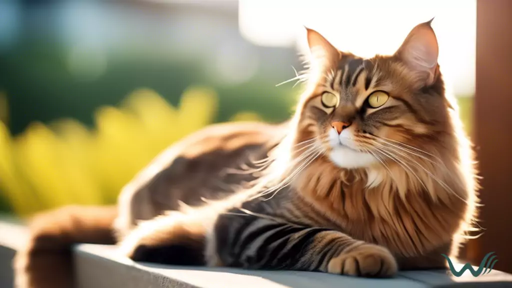 Close-up of a sleek, well-groomed cat enjoying the sun with a shiny coat, showcasing the benefits of a regular grooming schedule