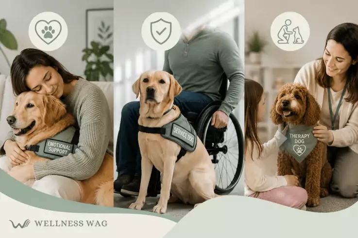 esa vs service dog vs. therapy dog what's the difference.