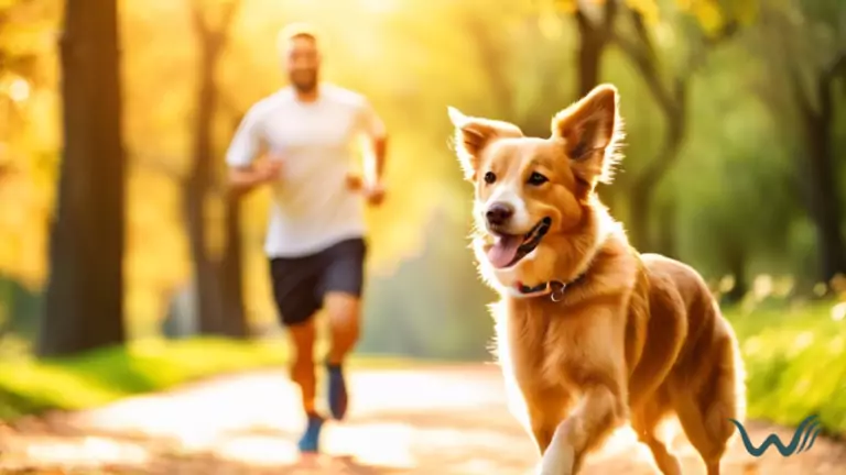 Runner and dog enjoying a sunny jog together with leash training for runners