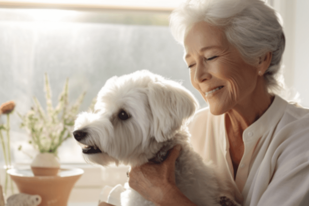 older women in sunlight with puppy esa letter wellness wag