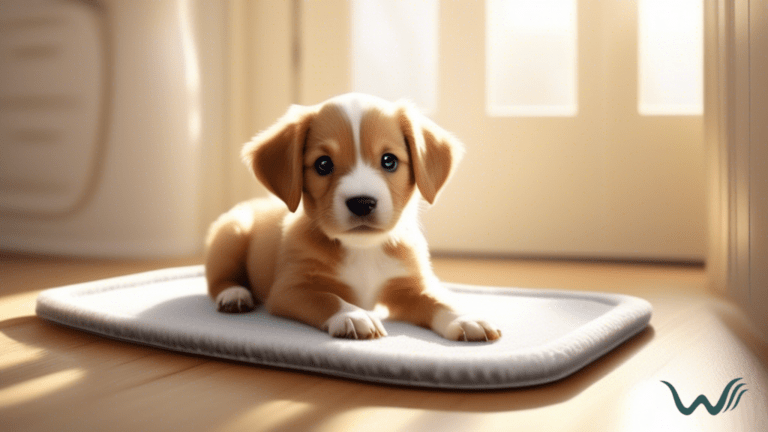Adorable puppy mastering housebreaking with puppy pads in a beautifully lit room
