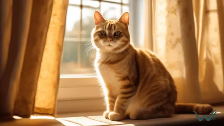 Teaching Cats Boundaries: A content cat basking in warm sunlight near a large window, showing relaxed body language and curiosity towards the outdoors.