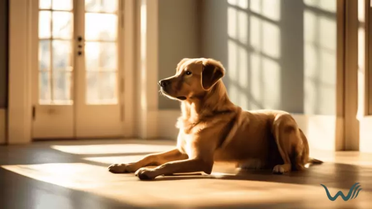 Teaching Your Dog to Sit: A sunlit room captures the moment of pure canine obedience as a dog maintains a perfect sit position, showcasing their progress in learning this essential command.