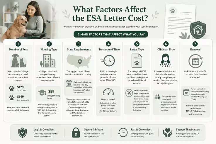 what factors affect the esa letter cost